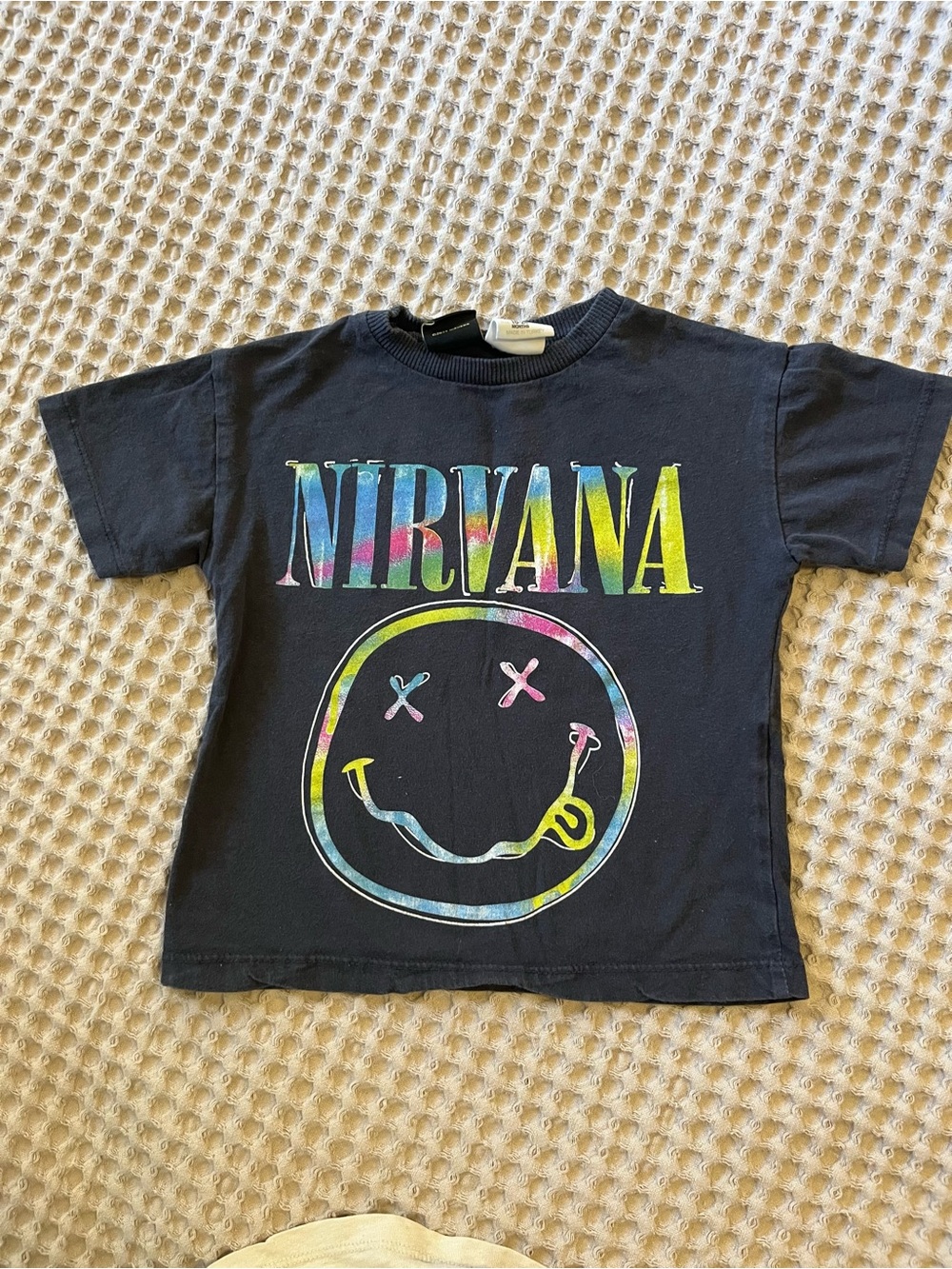 5 for $10 Zara NIRVANA Black Tee with Multicolor Tie-Dye Logo